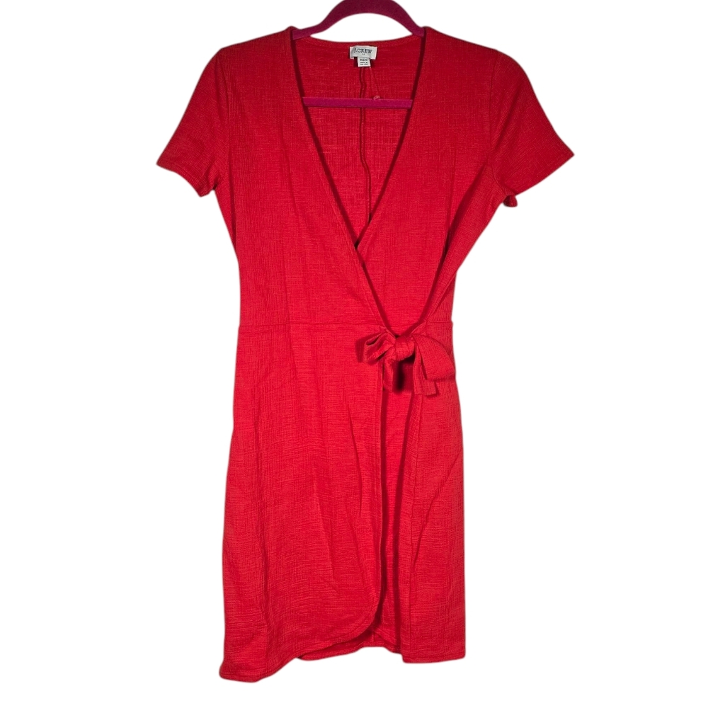 J. Crew Women's XXS Wrap Like Textured Orange Dress